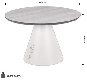 MAZZONI EXPORT BOSCO Stejar natural/picior bej (Cașmir) - MASĂ DE CAFEA ROTUNDĂ 65 cm MASĂ DE CAFEA PENTRU SUFRAGERIE FURNIR
