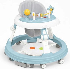 Premergator multifunctional cu panou interactiv pentru picioare Kidizi Pippa albastru, tavita cu muzica si lumini detasabila, reglabil pe 3 nivele