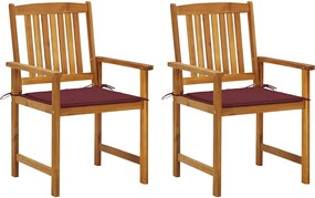 vidaXL Scaune de grădină cu perne, 2 buc., lemn masiv acacia