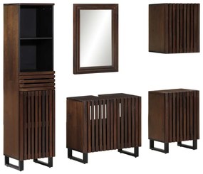 3217099 vidaXL Set mobilier de baie, 5 piese, lemn masiv de mango