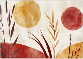 Tablou pe sticlă - Plante și cercuri (70x50 cm)