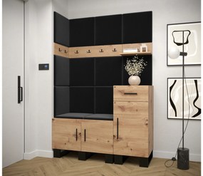 Set mobilier pentru hol Amanda 10 (Stejar artisan + Negru). 1085942