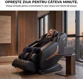 Fotoliu masaj GAIUS ULTRA PRO cu comanda vocala AI, Zero Gravity si incalzire lombara, Negru