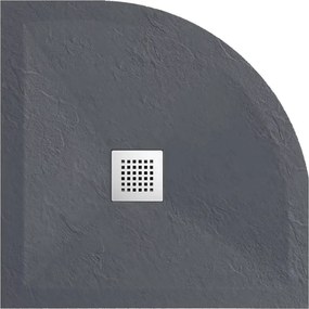 Cadita dus semirotunda Balneo Stone Tray din compozit 80x80 gri inchis