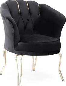 Fotoliu Viena, scaun, negru-auriu, picioare metal auriu, Homs