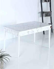 Set masa extensibila cu 6 scaune tapitate Homs cristal  alb-verde 170 x 80 cm