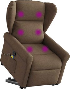 vidaXL Fotoliu de masaj rabatabil cu ridicare, maro, textil