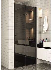 Usa de nisa batanta Inter Ceramic 77-78 cm sticla fumurie 6 mm profil negru mat