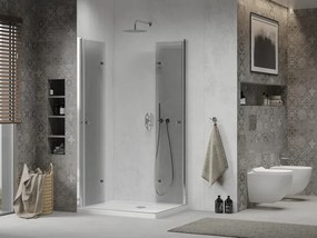 Mexen Lima Duo cabină de duș pliabilă 80 x 70 cm, transparentă, crom + cadă de duș plată - 856-080-070-01-02-4010