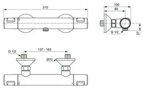 Baterie termostatica pentru dus Ideal Standard Ceratherm T25