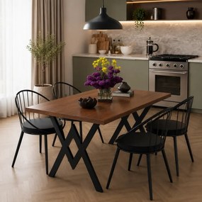 Set Masa cu 4 Scaune Bucatarie, Nuc,120x80x75 cm, 30411SET