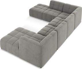 Colțar gri cu tapițerie din catifea (în formă de "U") Aloha – Makamii