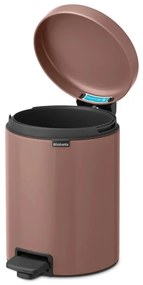 Cos de gunoi cu pedala Brabantia NewIcon 1008841, 5 L, Inchidere lina, Baza antiderapanta, Finisaj satinat, Maro