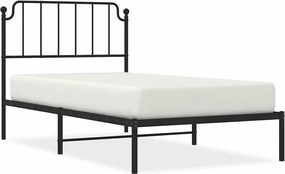 vidaXL Cadru de pat din metal cu tăblie, negru, 100x200 cm
