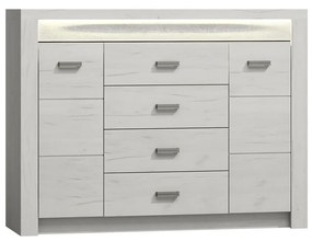 Comodă combinată Nadenas N7 (arin închis) (iluminat LED Alb deschis). 1058230