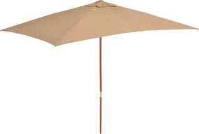 vidaXL Umbrelă de soare, exterior, stâlp lemn, 200x300 cm, gri taupe