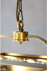 Candelabru din alamă antichizată, cu prisme din sticlă în formă de picătură, 120×40×40 cm, "Versailles"