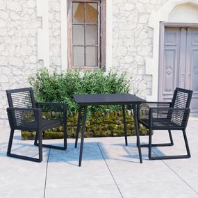 3060213 vidaXL Set mobilier de exterior, 3 piese, negru, ratan PVC