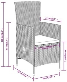 Set mobilier de gradina, cu perne, 3 piese, bej Bej, Lungime masa 80 cm, 3