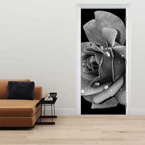 Fototapet pentru ușă - Trandafir alb-negru (95x205cm)