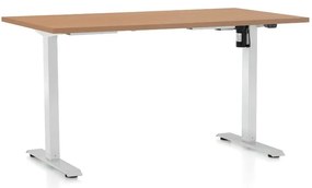 Masa inaltime reglabila OfficeTech A, 120 x 80 cm, bază albă, fag