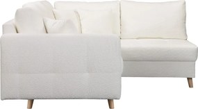 Colțar alb cu tapițerie din stofă bouclé (cu colț pe partea dreaptă) Ariella – Ropez