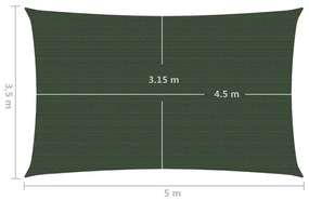 Panza parasolar, verde inchis, 3,5x5 m, HDPE, 160 g m   Morkegronn, 3.5 x 5 m