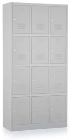 Dulap metalic - 12 cutii, 90 x 40 x 185 cm, broasca cilindrica, gri - ral 7035