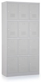 Dulap metalic - 12 cutii, 90 x 40 x 185 cm, broasca cilindrica, gri - ral 7035