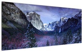 Tablou cu peisaj montan  iarna (120x50 cm), în 40 de alte dimensiuni noi