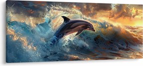 Tablou - Delfin, ilustrații (120x50 cm)