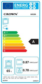 Aragaz Crown 6410A, 65L, 4 arzătoare, 6 programe, 300C, termostat, capac, alb