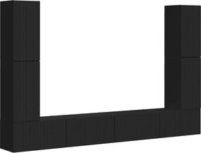 vidaXL Set comodă TV 8 pcs Negru Lemn compozit