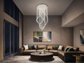 Plafonieră cu cristale NAURU LED/30W/230V Ø 60 cm, crom lucios + telecomandă