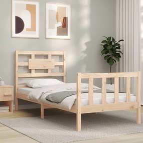 3192516 vidaXL Cadru de pat cu tăblie single mic, lemn masiv