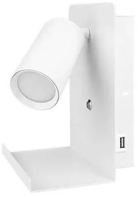 Spot de perete cu raft și încărcător USB 1xGU10/35W/230V alb