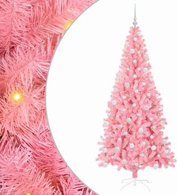 vidaXL Brad de Crăciun cu 300 LED cu suport Roz 180 cm PVC