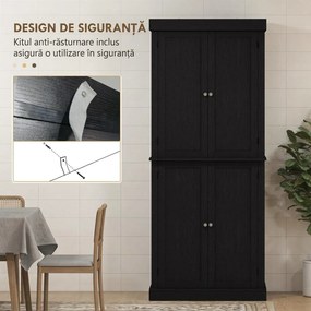 HOMCOM Dulap Înalt de Bucătărie cu 6 Rafturi și 2 Uși, Dulap cu Rafturi Reglabile din Lemn, 76x40,5x184 cm, Alb | Aosom Romania