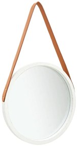 vidaXL Oglindă de perete cu o curea, 40 cm, alb
