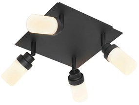 Spotlight modern pentru baie negru cu 4 lumini IP44 - Japie