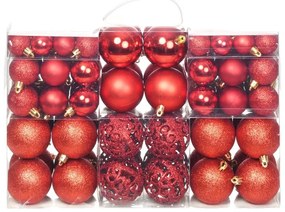 vidaXL Set globuri de crăciun 100 de piese, 6 cm, roșu