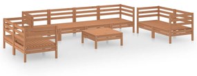 Set mobilier de gradina, 9 piese, maro miere, lemn masiv de pin maro miere, 1