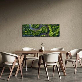 Tablou - Peisaj forestier cu râu (cu ceas) (90x30 cm)