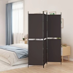 350227 vidaXL Paravan de cameră cu 3 panouri, maro, 150x200 cm, textil