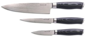 Set de cuțite G21 Gourmet Damascus în bloc de bambus 3 bucăți + piatră de ascuțit