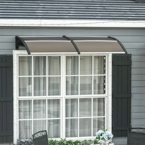 Outsunny Streasina de exterior 200x96cm din policarbonat si aluminiu, protectie pentru ferestre si usi, maro