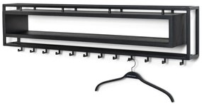 Cuier de perete negru cu raft din metal 118 cm School – Spinder Design