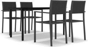 vidaXL Set de servit masa pentru grădină, 5 piese, negru