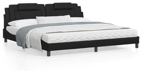 3208117 vidaXL Cadru de pat cu tăblie, negru, 200x200 cm, piele ecologică