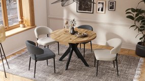 Mazzoni RENZO Stejar Wotan/picior negru - MASĂ ROTUNDĂ Ø110 EXTENSIBILĂ PÂNĂ LA 180 cm | PENTRU BUCĂTĂRIE SUFRAGERIE LIVING RETRO